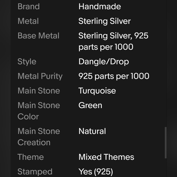 NWT Natural Golden Turquoise 925 Solid Sterling Silver Earrings HANDMADE - Picture 3 of 7